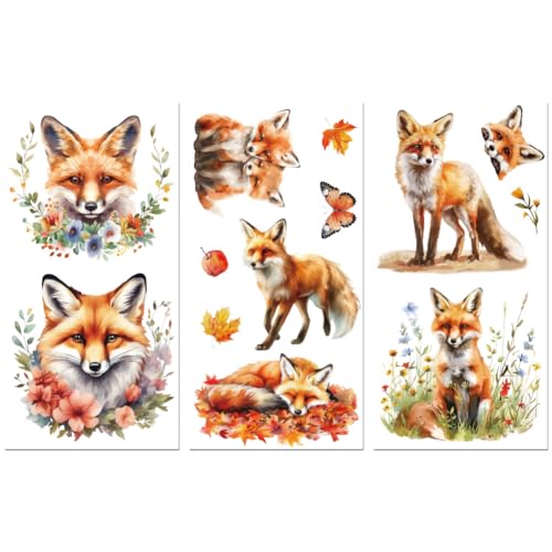 Peacoblue Cute Fox Rub On Transfers for Furniture Craft 6"x12" - style: Cute Fox