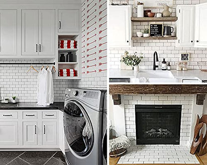 DICOFUN 1 Polished White Thick PVC Peel and Stick Backsplash, Ceramic Look Subway Tile Kitchen Backsplash Wall Tile - color: Polished White, size: 1 Sheet, 12"x12"x0.12"