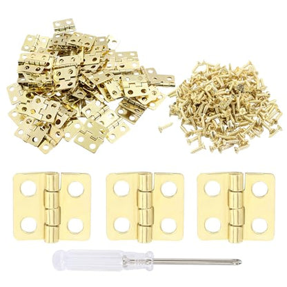 Biaungdo Metal Mini Hinges, 13x12mm, Golden, 60 Pcs - color: Yellow, size: 13x12mm,60Pcs