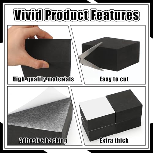 4 Pcs 2" Thick Foam Padding Sheet with Adhesive Backing Closed Cell - color: Black, size: 2 Inch Thick, 4 x 4 Inches