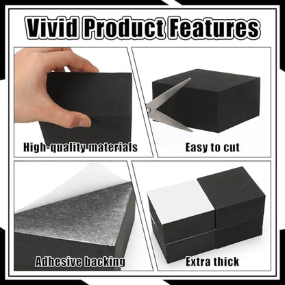 4 Pcs 2" Thick Foam Padding Sheet with Adhesive Backing Closed Cell - color: Black, size: 2 Inch Thick, 4 x 4 Inches