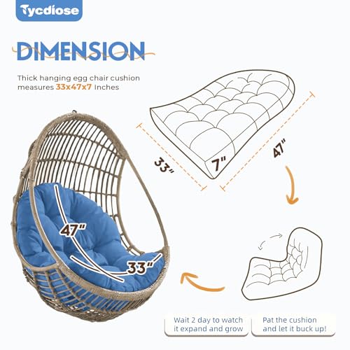 Egg Chair Cushion Replacement, Waterproof Outdoor Hanging Egg Chair Cushion Hammock Swing Chairs Cushions Pad, U-Shaped Thickened Cushions for Hanging Eggs Chairs, 47x33x7 Inches (Royal Blue) - color: Royal Blue