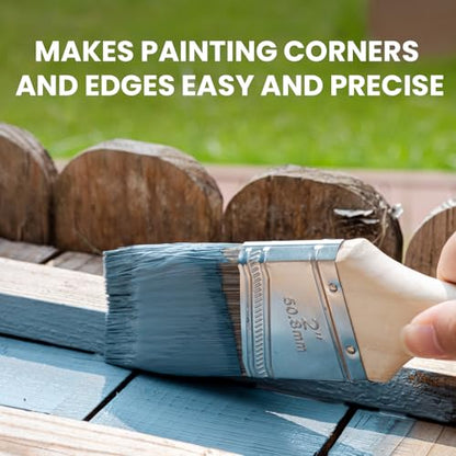 Mister Rui 2 Inch Angled Synthetic Paint Brushes, 3 Pack Trim