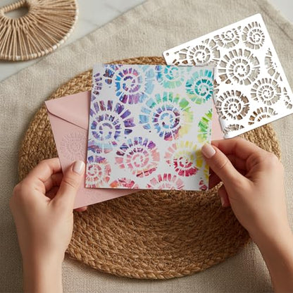 30Pcs Texture Stencils for Crafts, Reusable Geometric Stencils for Painting