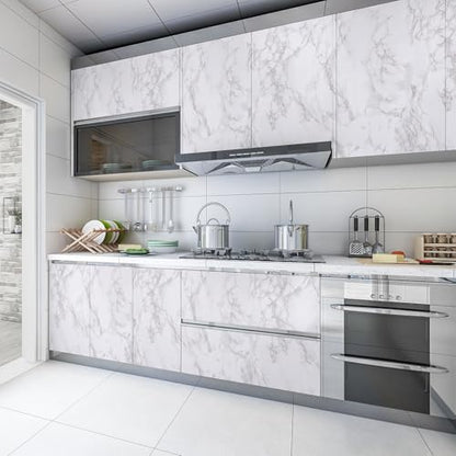 Abyssaly Marble Contact Paper, White Gray Faux Marble Wallpaper, Self Adhesive Removable Counter Top Peel and Stick Waterproof for Kitchen Backsplash with Scraper, Paper Cutter 15.7" X 118" - color: Gray, size: 15.7" x 118"