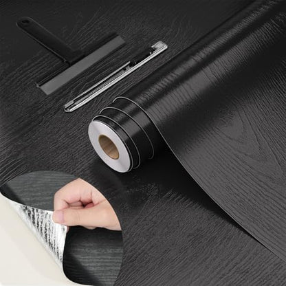 WADILE Peel and Stick Wood Grain Wallpaper 15.7"x78.7" Waterproof Self Adhesive Contact Paper for Kitchen Backsplash Countertops Furniture Cabinets Walls – Removable Vinyl with Free Knife & Squeegee