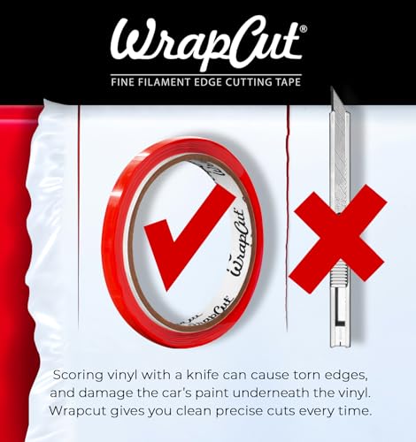 VViViD Wrap Cut 32ft (10M) Vinyl Wrap Edge Cutting Detailer Tape (2 Rolls + Squeegee) - size: 2 rolls + Squeegee