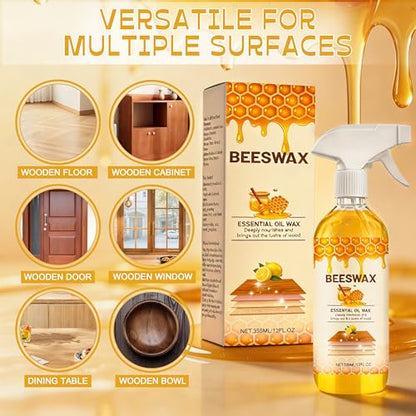 Beeswax Wood Polish Spray,Beeswax Floor Spray,Beeswaxs Floor Polish,Beeswaxs Floor Restorer,Multi-Purpose Furniture Polish,Wood Cleaner Repairing and Care,Restores Shine & Removes Scratches(355ml)