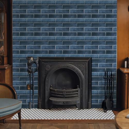 10 Sheets Thick Peel and Stick Backsplash, Self Adhesive Wall Tiles, Stick on Backsplash for Kitchen and Bathroom, 12"x9.8", Deep Blue - color: Deep Blue