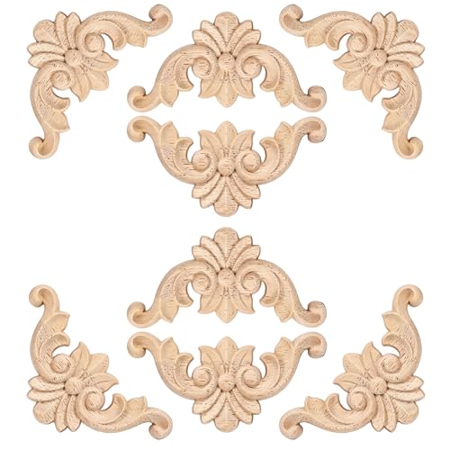 20Pcs 2.4 Inch Unpainted Wood Carved Corner Appliques, Furniture Onlays