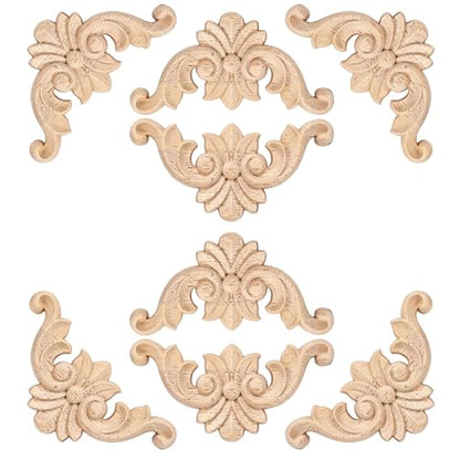 20Pcs 2.4 Inch Unpainted Wood Carved Corner Appliques, Furniture Onlays