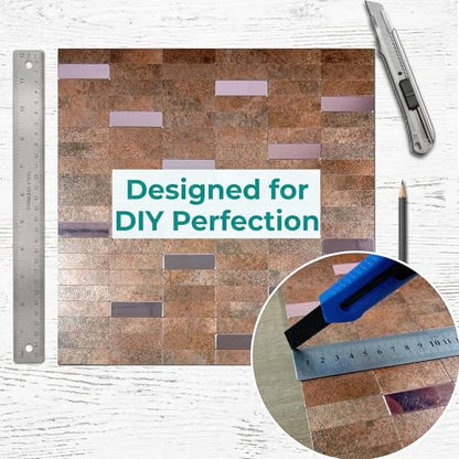 XUANINY Peel and Stick Tile Backsplash Self- Adhesive Wall Tiles Aluminum Mosaic Sticker for Kitchen (11.33"x11.92" Per Sheet, Pack of 10 pcs) (Copper 10) - color: Copper 10