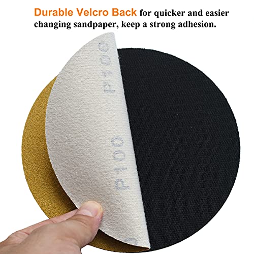 6-Inch No-Hole Hook and Loop Gold Sanding Discs 100-Grit, 100-Pack