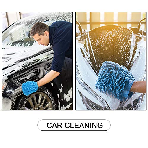 BBTO 5 Pack Car Wash Mitts Scratch Free Premium Chenille Microfiber Mitts - color: Orange,blue,green,pink,purple