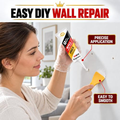 Drywall Repair Kit, 2 Pack Wall Mending Agent, Wall Spackle Paste with Scraper, White Plaster Effortlessly Fixes Small Holes and Cracks