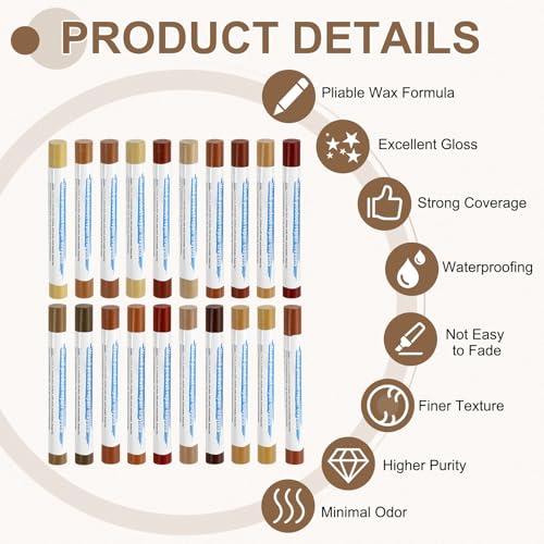 uxcell 20Pcs Wood Filler Sticks 20 Colors Mixed & Red Oak Series - color: Mixed Red Oak Series