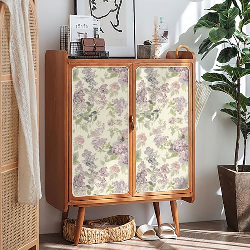 JiffDiff Purple Lilac Floral Peel and Stick Wallpaper,17.3" x 240" - size: 236" x 17.3"