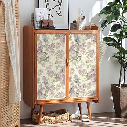 JiffDiff Purple Lilac Floral Peel and Stick Wallpaper,17.3" x 240" - size: 236" x 17.3"