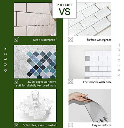 STICKGOO Arabesque Peel and Stick Backsplash Tile for Kitchen, Teal - color: Teal