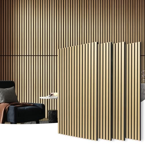Art3d 4-Pack Fluted Acoustic Wood Slat Wall Panel, 47.2 x 23.6 Inch, Oak - color: Oak, size: 4pcs - 47.2＊23.6in.