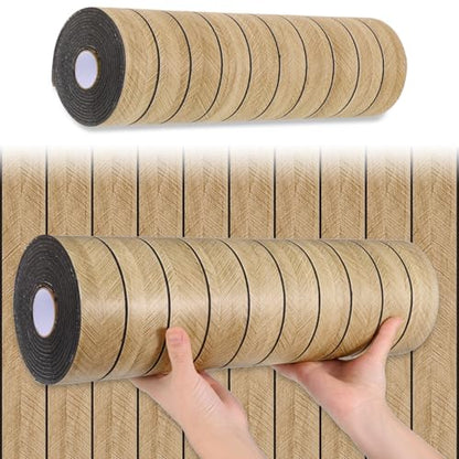 Peel and Stick Slat Wall Panel 118" x 15.7" – Self-Adhesive 3D Wood Grain Wall Panels, Waterproof PVC Fluted Paneling, Soundproof Faux Wood Wallpaper for Living Room Ceiling Decor (1 Rolls)
