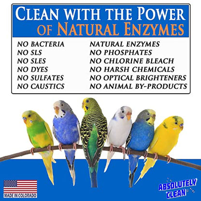 Absolutely Clean Amazing Bird Cage Cleaner and Deodorizer - Just Spray/Wipe - Safely & Easily Removes Bird Messes Quickly and Easily - Made in The US - Fragrance Free - 128oz Gallon - style: 1 Gallon (Pack of 1)