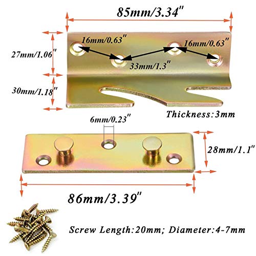 4 Piece Heavy Duty Non-Tenon Rail Accessories, Bracket, Wooden Frame Connector With Screws for Bed Head and Foot Board
