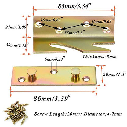 4 Piece Heavy Duty Non-Tenon Rail Accessories, Bracket, Wooden Frame Connector With Screws for Bed Head and Foot Board
