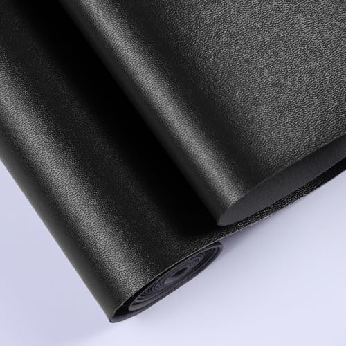 Vinyl Faux Leather Upholstery Fabric,Soft Smooth Surface,Marine Vinyl Faux Leather Sheets,Replacement Renovate for Upholstery Muscle Car,Furniture,Sofa. (Black-1Y,1 Yard) - color: Black-1y