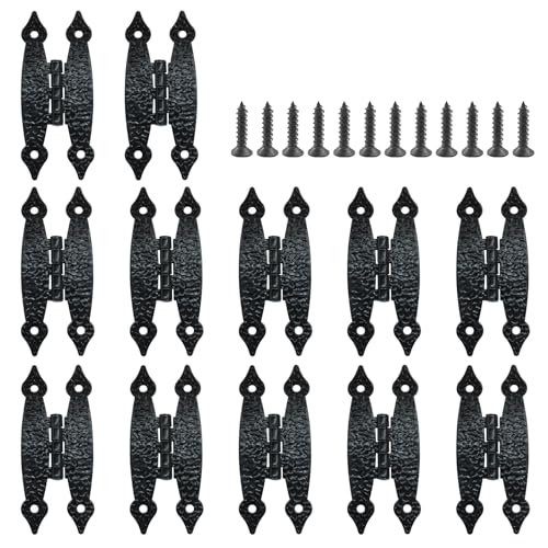 Murtenze 12 Pack 3.5 Inch Black Antique H Hinge Cold Rolled Steel - color: Black-12PCS