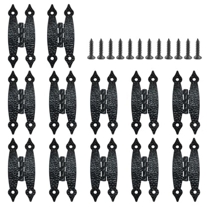 Murtenze 12 Pack 3.5 Inch Black Antique H Hinge Cold Rolled Steel - color: Black-12PCS