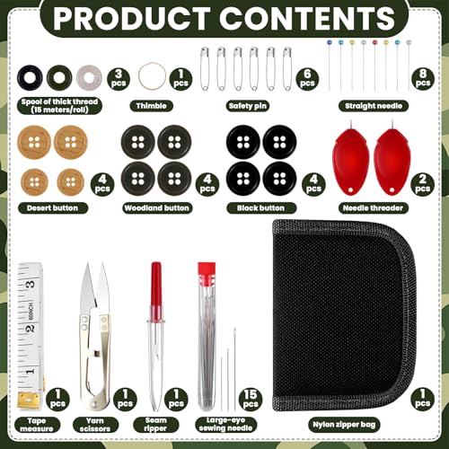 Suncalla 1 Pack Military Survival Sewing Kit Travel Emergency,Black - color: Black