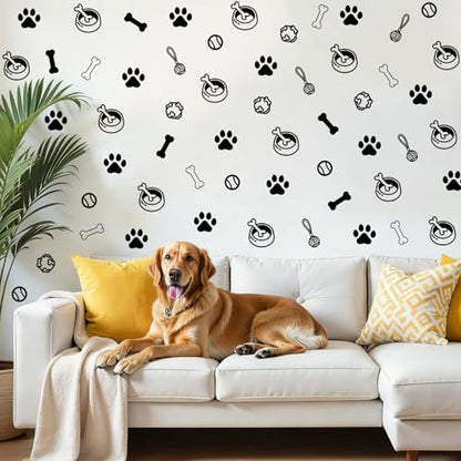Dog Paw Wall Decals, 6 Sheets 168 Pcs - color: Paw Print