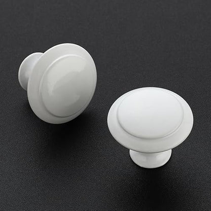 JOY DECOR White Cabinet Drawer Hardware,30mm Kitchen Cabinet Knobs,18 Pack - color: White