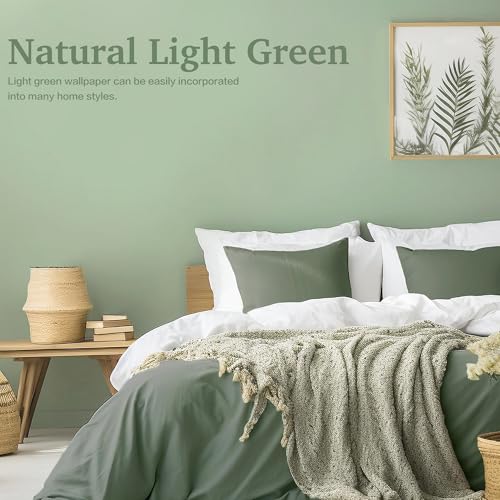 Dimoon 17.3''x78.7''Peel and Stick Wallpaper Light Green Contact Paper for New Environmentally Friendly Materials Thickening Upgrade Embossed Renter Friendly Wall Paper Vinyl Countertop Bedroom - color: Light Green, size: 17.7" x 78.7"