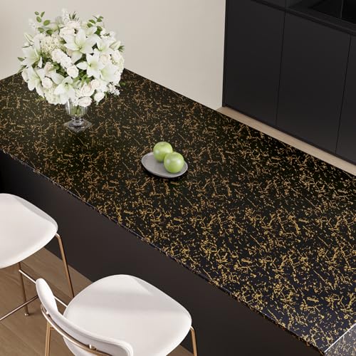 Black and Gold Marble Contact Paper Peel and Stick Countertops Waterproof Dark Marble Wallpaper for Bathroom Kitchen Prepasted Counter Top Cover Vinyl Wrap for Desk Table Cabinet 11.8"x118"
