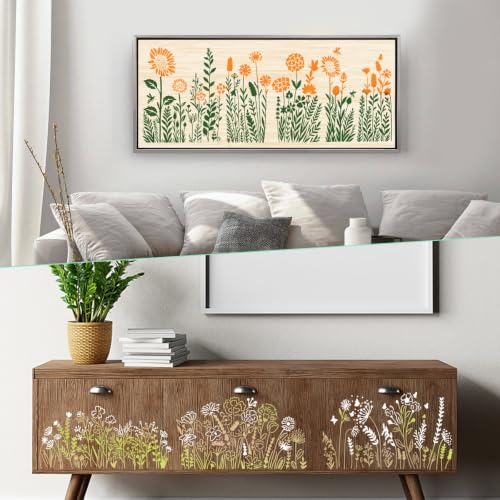 Large Reusable Flower Wall Stencils for Painting & Crafts, 9-Pc Kit