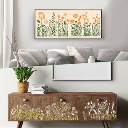 Large Reusable Flower Wall Stencils for Painting & Crafts, 9-Pc Kit