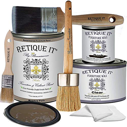 Renaissance Chalk Furniture Paint - Non Toxic, Eco-Friendly, Superior Coverage (Deluxe Starter Kit, Meadow Path 05) - color: 13 Meadow Path