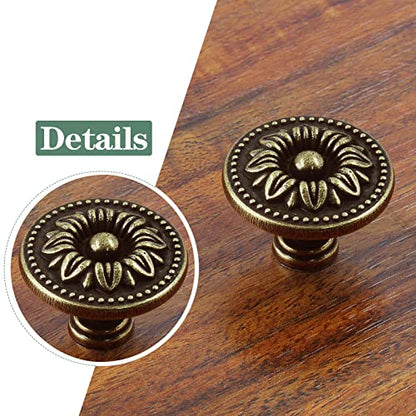 Waziaqoc 6PCS Antique Flower Drawer Knobs Vintage Bronze - size: Knob - Single Hole