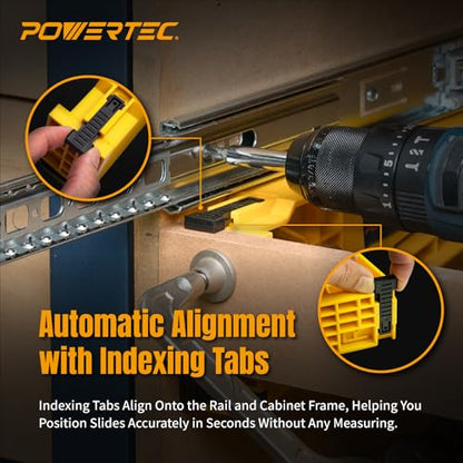 POWERTEC Drawer Slide Jig Set – Drawer Slide Installation Tool for Cabinets Desks Dressers Kitchen Drawers and Woodworking Projects – Supports Framed & Frameless Cabinets (72349) - style: Drawer Slide Jig Set