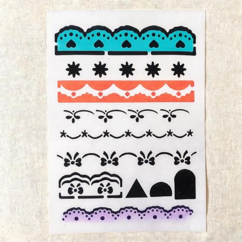 TIAMECH A4 Reusable Lace Trim Border Stencil for Painting - color: Lace Trim Border
