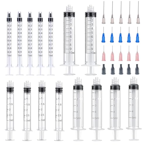 15 Pack 1ml, 3ml, 5ml, 10ml Glue Dispenser Accessories with16ga, 20ga, 22ga Dispensing Accessories and Capsfor Glue Applications, Paint Quilling Craft and Oil - size: 15 Pack (1ml, 3ml, 5ml, 10ml)