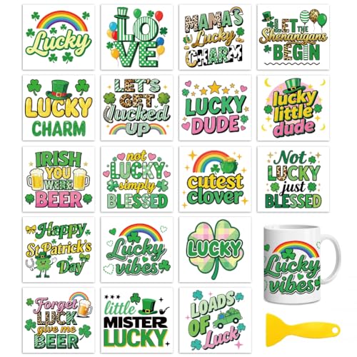 Peacoblue St. Patrick's Words Rub On Transfers for Craft, Transfer Sticker - style: St. Patrick'S Day Art Words