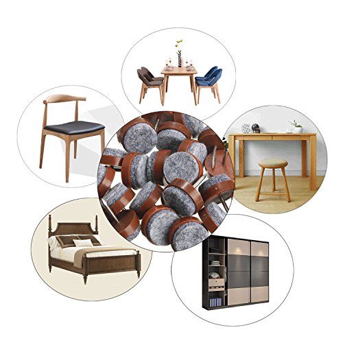 40pcs Round Heavy Duty Nail-on Felt Pad for Furniture Chair Table Leg Feet Floor Protectors Slide Smoothly (Brown, Pad Diameter 24mm) - color: Brown 24mm(40 Pcs)