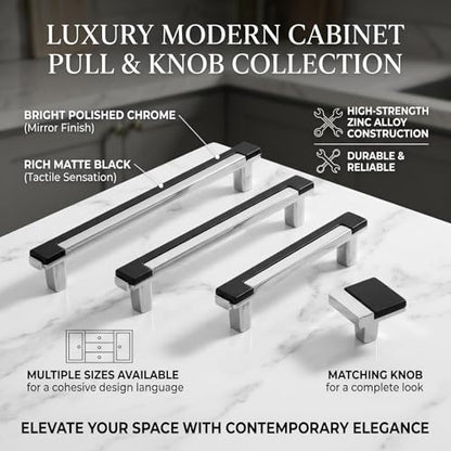 10 Pack Black Silver Square Cabinet Knobs, Single Hole - color: Black Silver, size: Square
