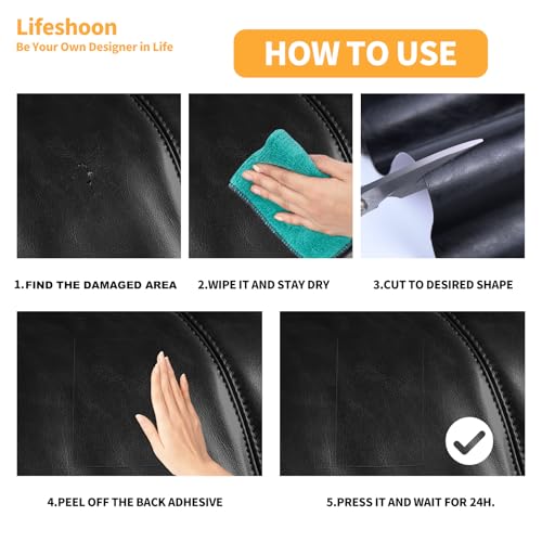 Leather Repair Patches, Self Adhesive Vinyl for Couches Furniture - color: Glossy Black, size: 17X79 inch