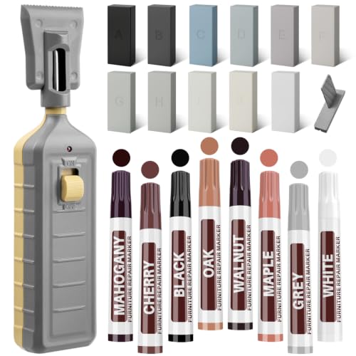Laminate Vinyl Floor Repair Kit with Heat Pen, 11 Colors Hard Wax Touch-Up Markers for Linoleum Wooden Furniture, Repair Scratches Cracks Stains Holes - color: D-11 Colors set-1