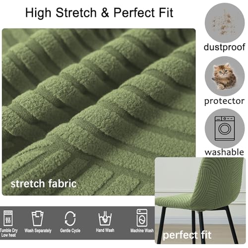 HAOYONG Modern Dining Chair Covers Printed Shell Chair Cover Lounge Armless Chair Cover Stretchable Slipcovers for Kitchen, Office, Dining Room and Living Room(Set of 6) - color: Olive Green, size: 6 PCS