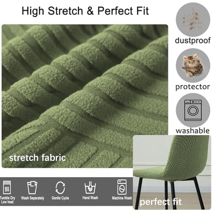HAOYONG Modern Dining Chair Covers Printed Shell Chair Cover Lounge Armless Chair Cover Stretchable Slipcovers for Kitchen, Office, Dining Room and Living Room(Set of 6) - color: Olive Green, size: 6 PCS